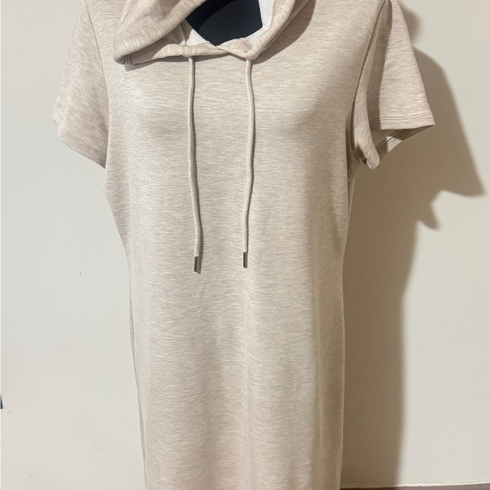 Calvin Klein Tan Cream Short Sleeve Hoodie Dress